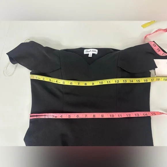 NWT EMERALD SUNDAE Sz L Womens Black Flounce Overlay H-lo Hem Midi Dress Juniors - Picture 4 of 9